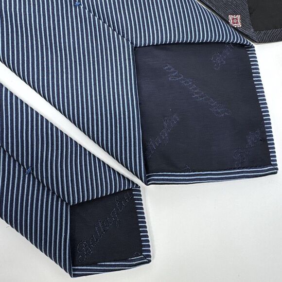 Lot of 2 Battaglia Tie 100% Silk Blue Pattern Stripe Designer Hand Made in Italy - Picture 10 of 10